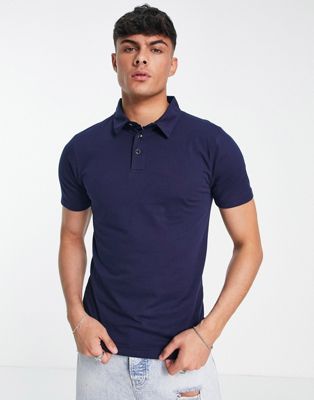 Le Breve muscle fit polo in navy