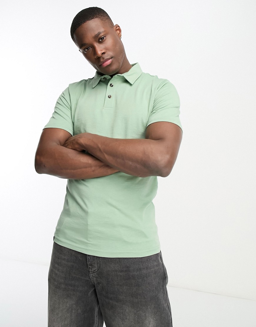 Le Breve muscle fit polo in pale green