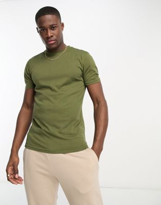 Le Breve muscle fit t-shirt in khaki