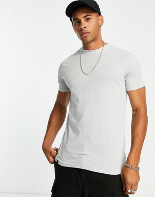 Le Breve muscle fit t-shirt in light grey - ASOS Price Checker