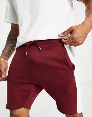 Le Breve panel jersey shorts in burgundy