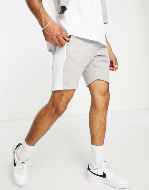 Le Breve panel jersey shorts in light grey | ASOS