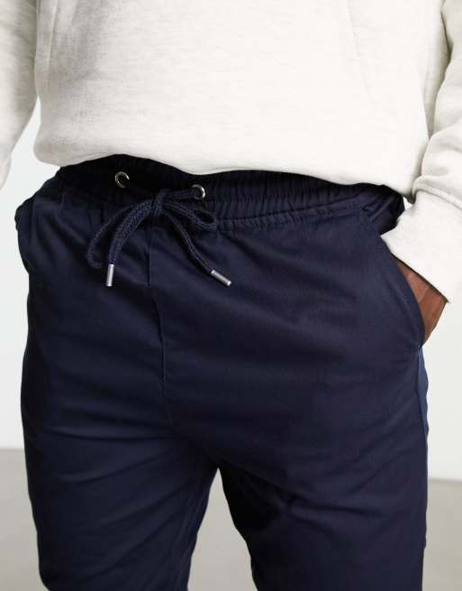 Le Breve - Pantalon chino à taille élastique - Bleu marine, 3 de 4