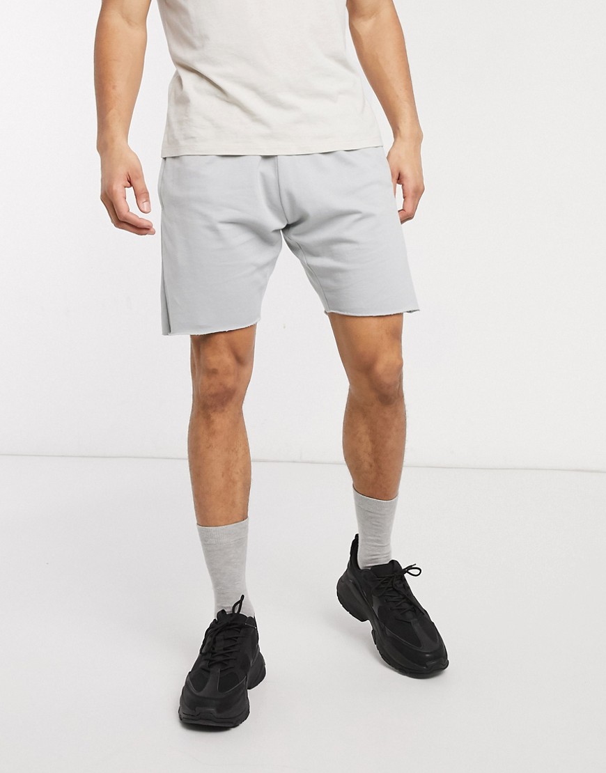 Le Breve - Pantaloncini in jersey con bordi grezzi-Grigio