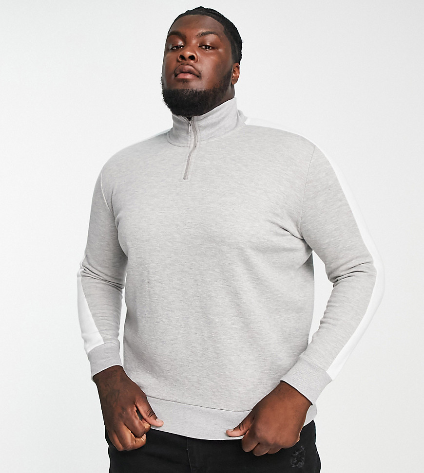 Le Breve Plus 1/2 zip panel sweatshirt in light gray