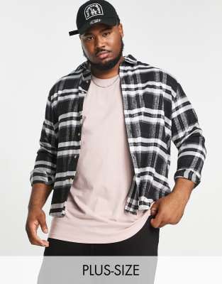 LE BREVE PLUS CHECK SHIRT IN BLACK & WHITE