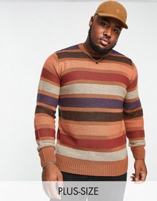 Le Breve Plus colour wave knit jumper in brown