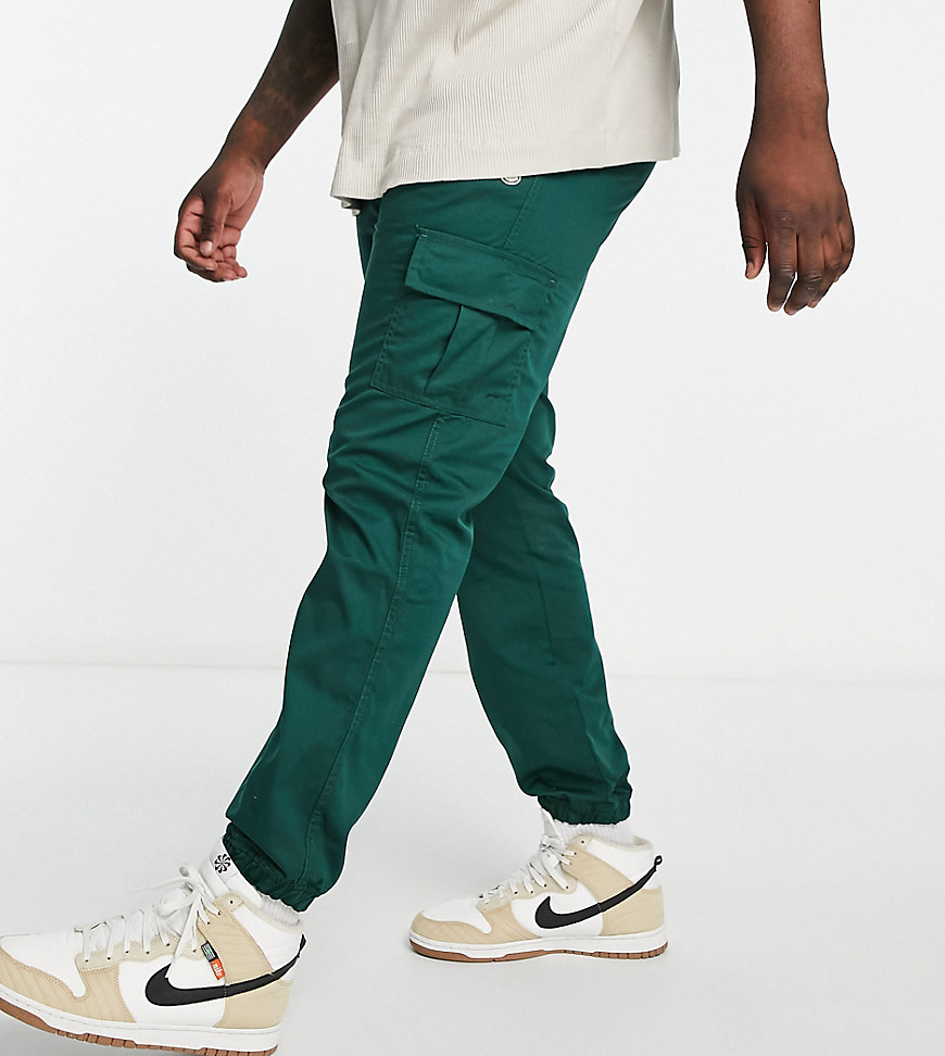 Le Breve Plus elasticated waist cuffed cargo pants in dark green