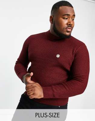 Red ribbed polo neck 2024 jumper