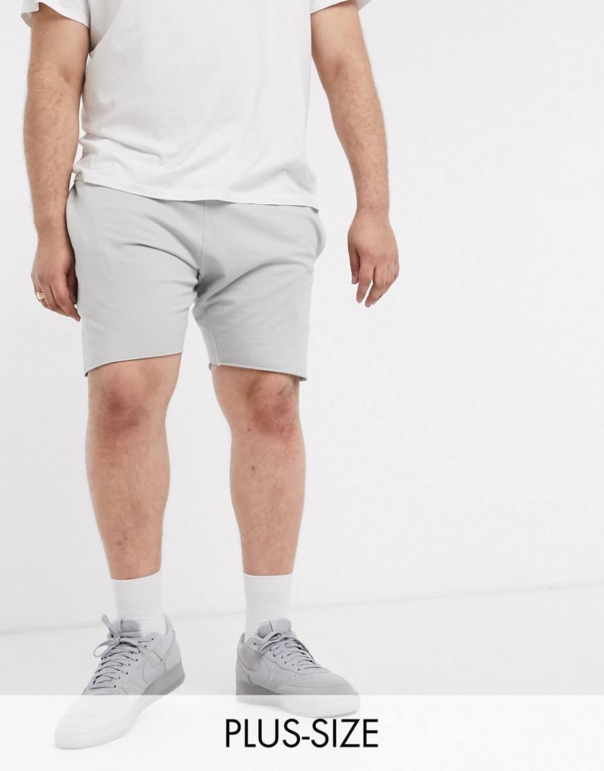 Le Breve Plus – Jersey-shorts med råskuren fåll-Grå