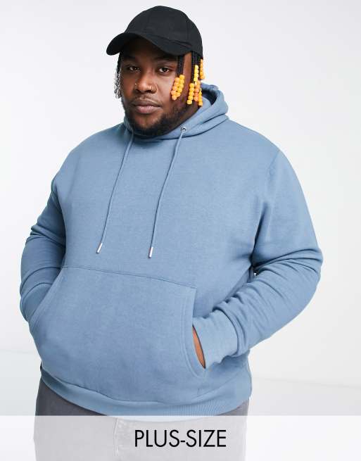 Le Breve Plus – Kapuzenpullover in Blau, Stone-Waschung