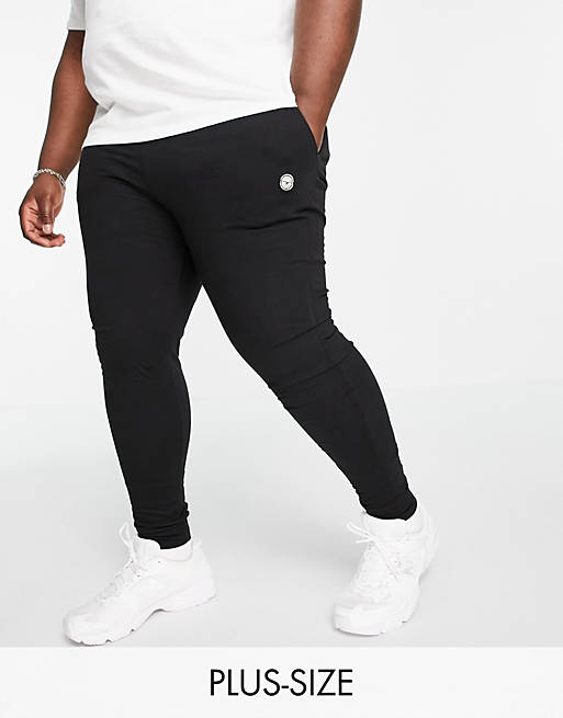 Le Breve Plus lounge co-ord joggers in black with white band