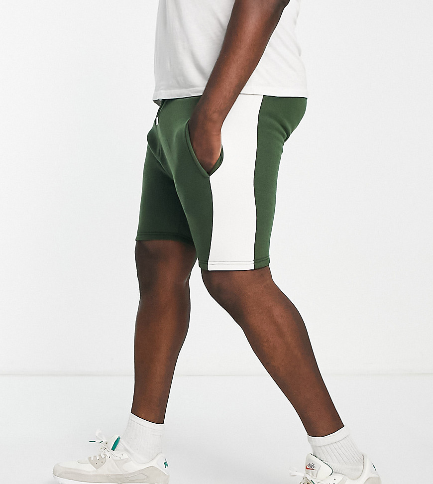 Le Breve Plus panel jersey shorts in khaki-Green