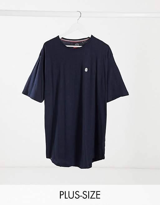 Le Breve Plus - T-shirt lunga con bordi grezzi blu