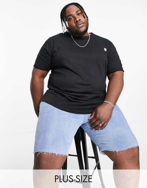 Le Breve Plus - T-shirt met lange pasvorm en onafgewerkte rand in zwart