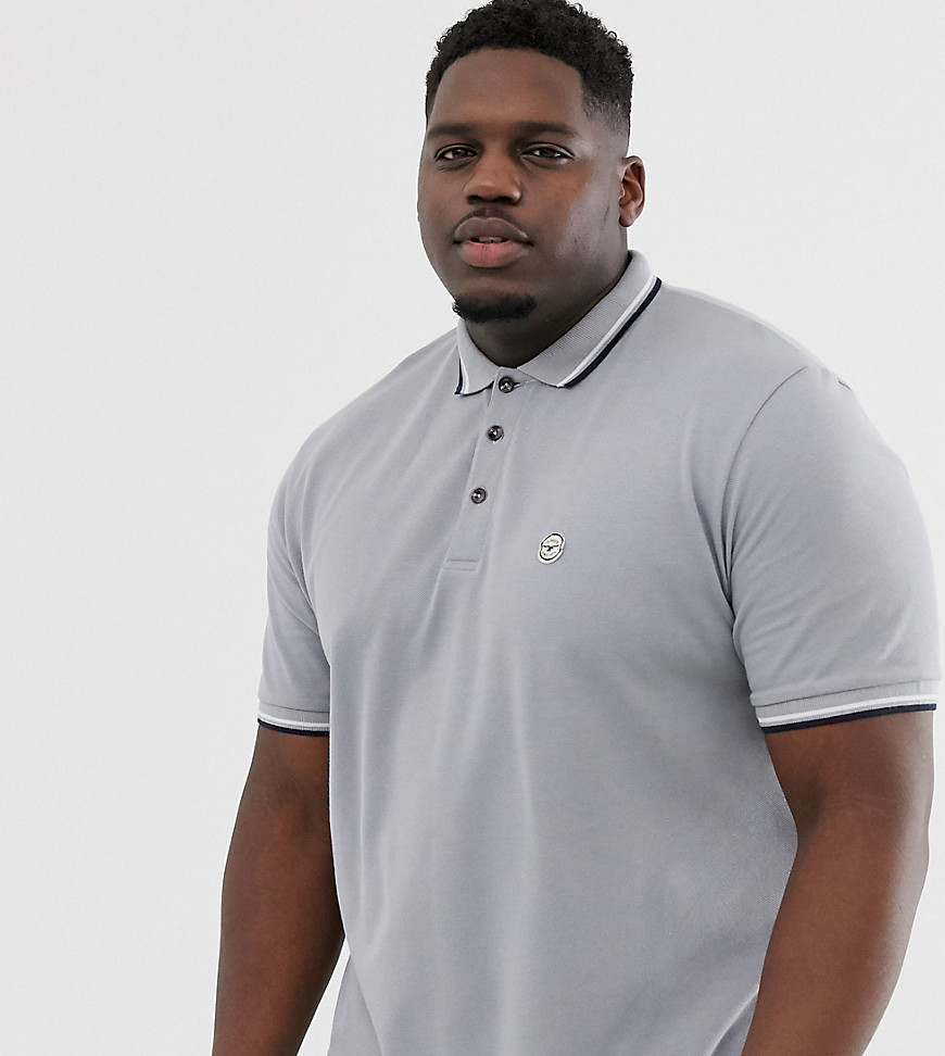 Le Breve Plus tipped slim fit polo shirt-Grey
