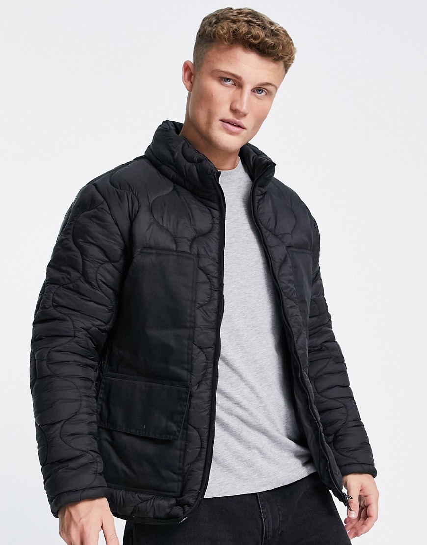 quilted puffer in black
