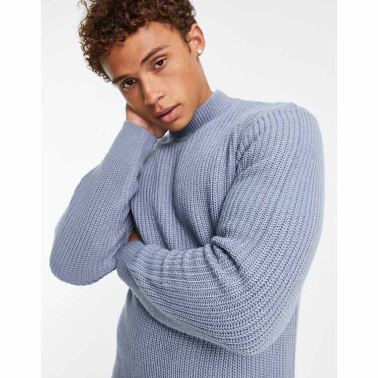 Light blue ribbed top turtleneck sweater