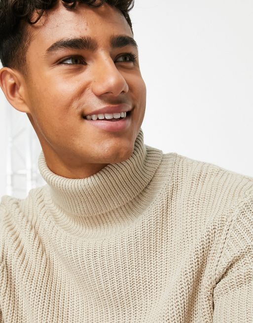 Le Breve ribbed turtleneck sweater in stone