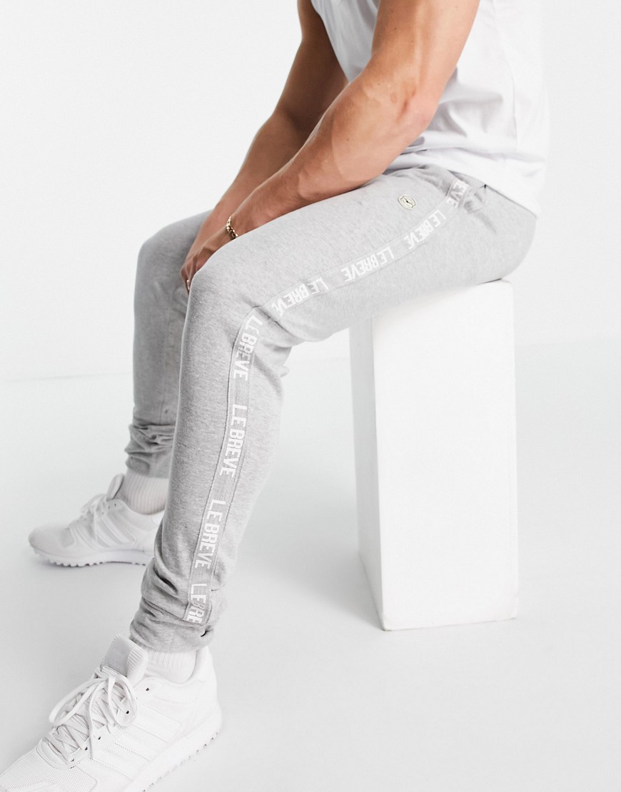 Le Breve set cuffed tape sweatpants in light gray-Grey