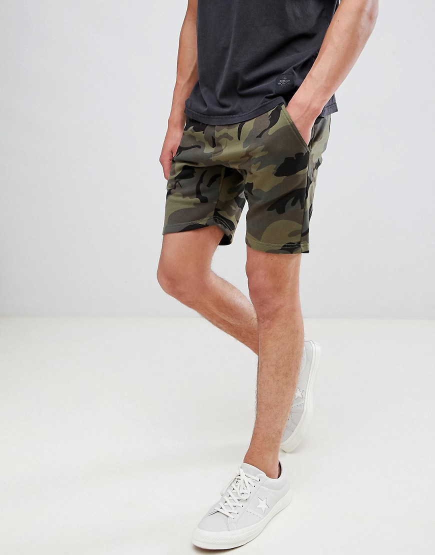 Le Breve - Shorts med kamouflagemönster-Grön