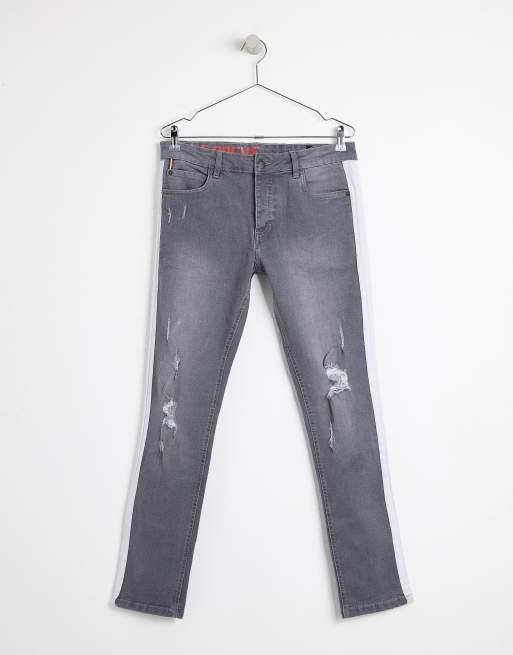 Side stripe distressed store jeans