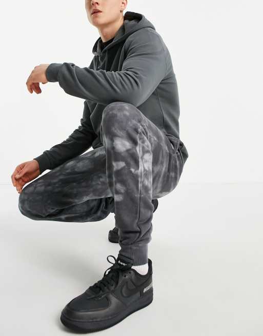Le Breve - Slim fit joggingbroek met tie-dye in antraciet, deel van co-ord set