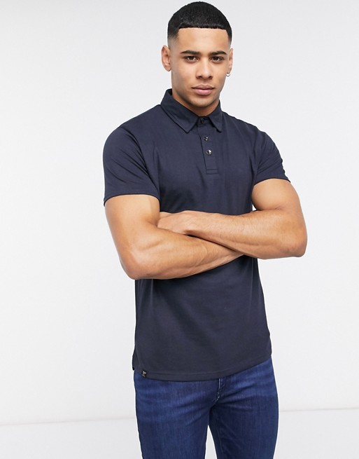 Le Breve slim fit polo in muscle fit in navy