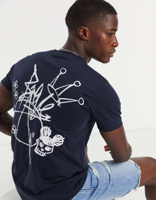 navy slogan t shirt