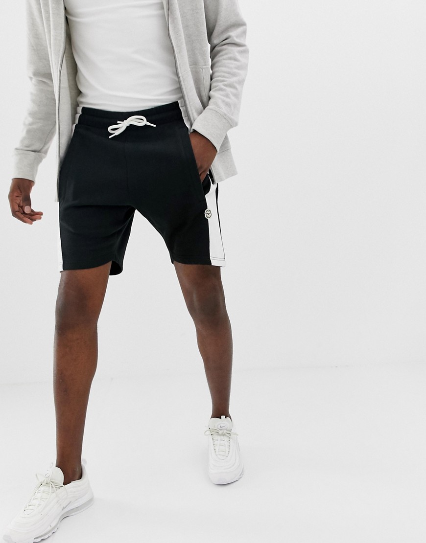 Le Breve – Stencil – Randiga shorts-Svart
