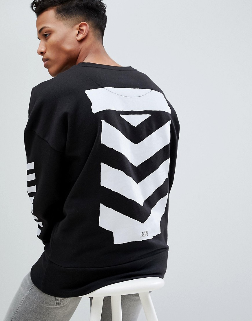 Le Breve - Stencil - Sweatshirt met ronde hals-Zwart