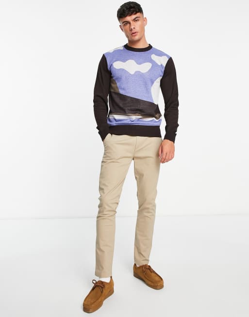 Le Breve - Sunny Days - Pull à imprimé paysage - Marron