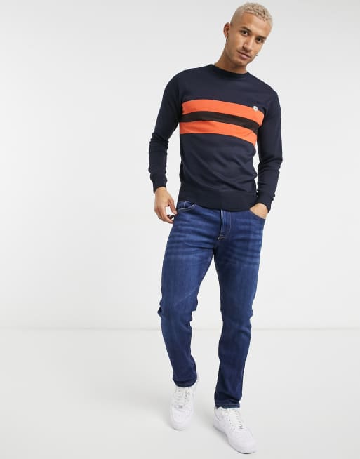 Orange and navy outlet sweater