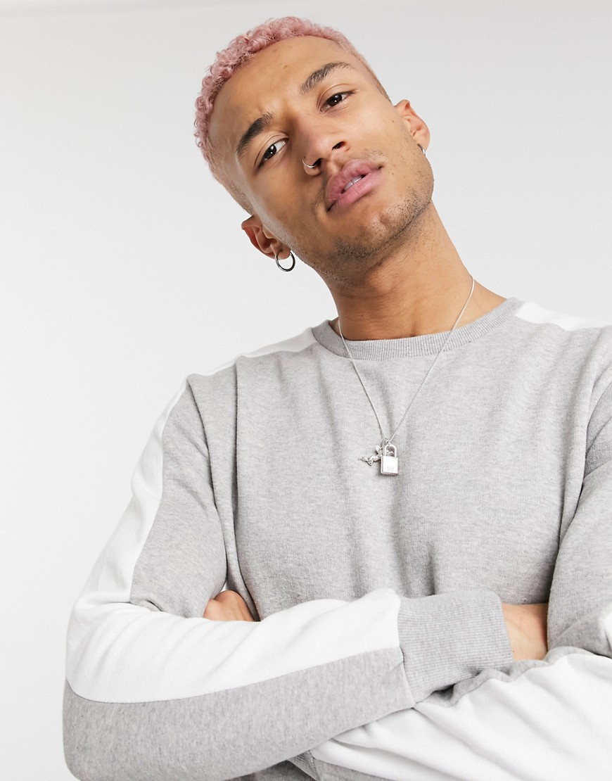 Le Breve – Sweatshirt in Grau mit weißen Streifen, Kombiteil