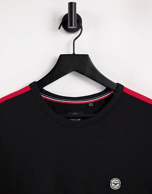 Asos Uomo Abbigliamento Abbigliamento per la notte Loungewear T-shirt da casa nera con fettuccia rossa in coordinato 