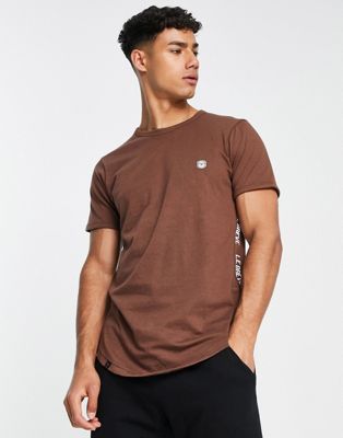 Le Breve lounge back tape co -ord t shirt in chocolate - ASOS Price Checker