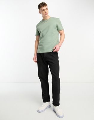 Le Breve drop needle cord t-shirt in pale green - ASOS Price Checker