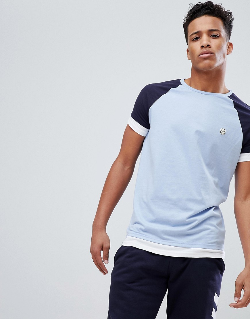 Le Breve – T-shirt i flera lager med raglan-ärm-Blå