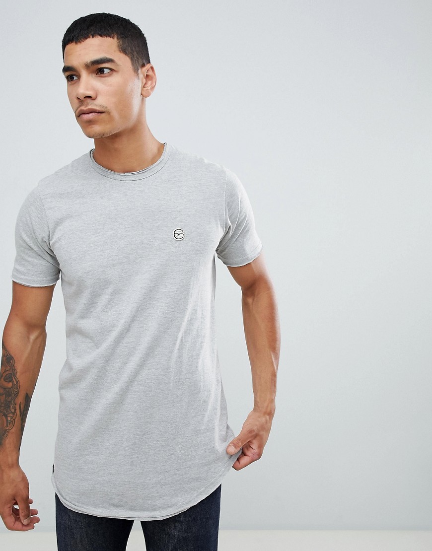 Le Breve – T-shirt i longline-modell med rundad nederkant-Grå