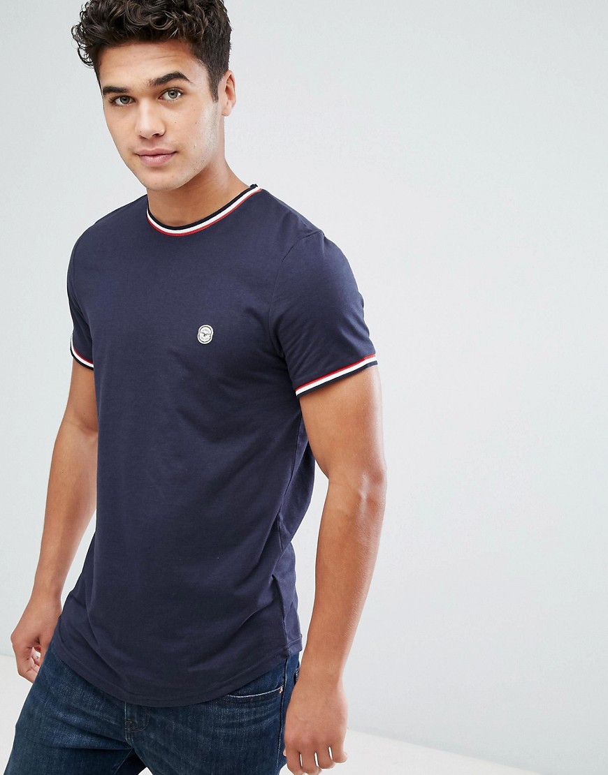 Le Breve - T-Shirt met contrasterende biezen-Marineblauw