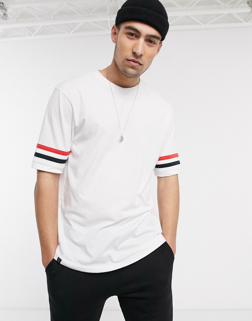 Le Breve - T-shirt oversize con bordi a contrasto e righe sulle maniche-Bianco