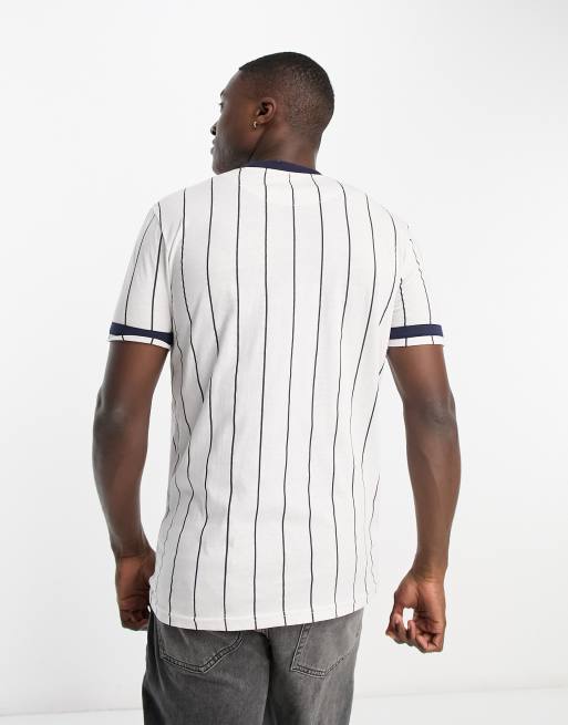 Le Breve Baseball Button Up T-Shirt in White - ASOS Outlet