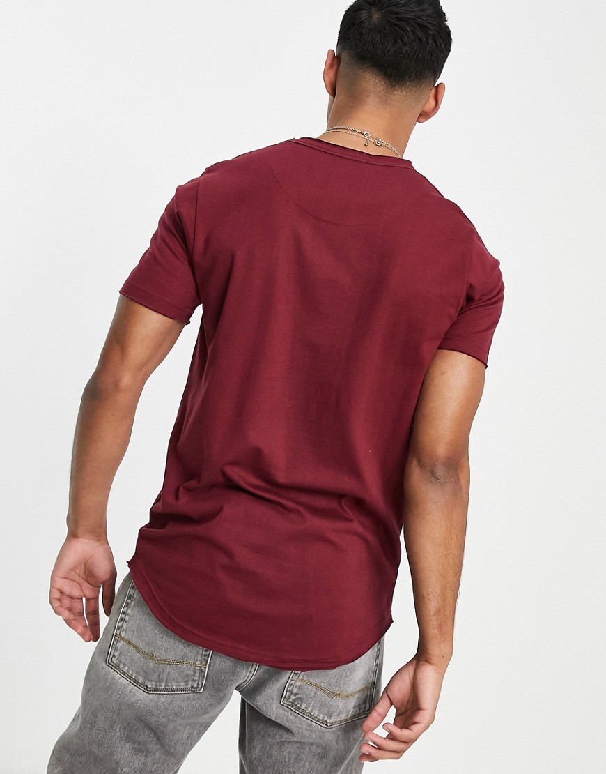 T-shirt taglio lungo bordeaux con bordi grezzi-Rosso - Le Breve T-shirt donna  - immagine1