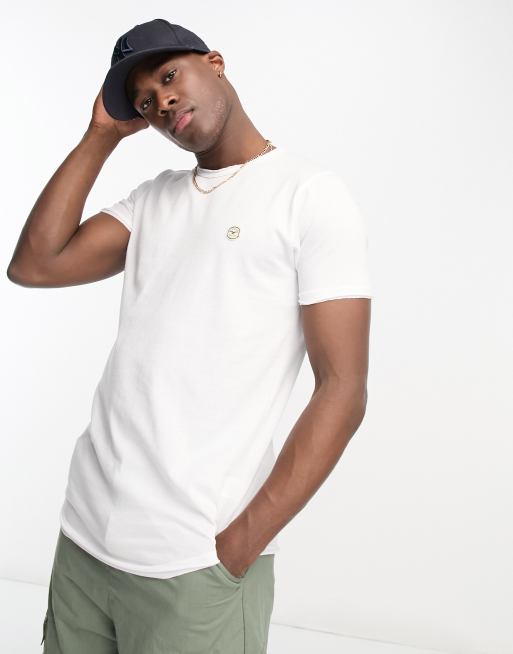 Le Breve - T-shirt taglio lungo con fondo arrotondato bianca