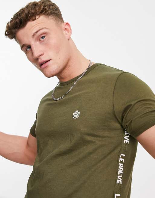 Le Breve – T-shirt z ozdobną taśmą z tyłu w kolorze khaki – Część zestawu