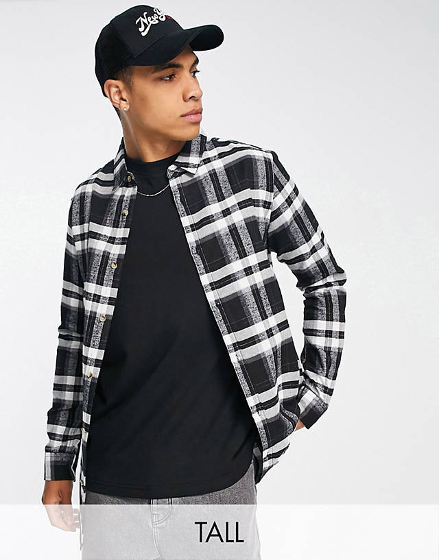 Le Breve - tall check shirt in black & white