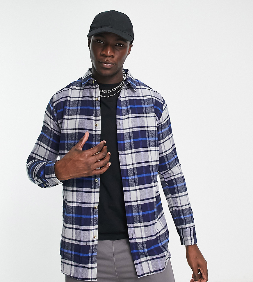 Le Breve Tall check shirt in blue-Navy