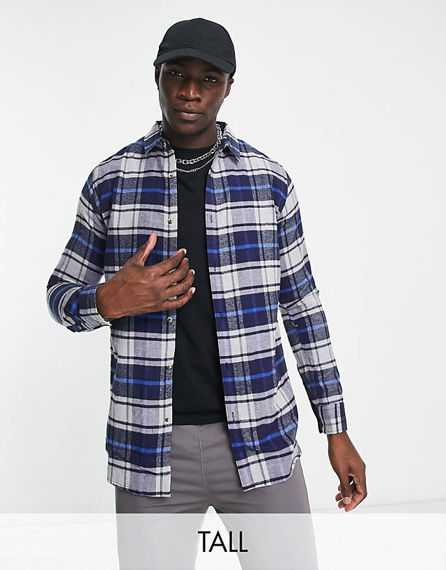 Le Breve - tall check shirt in blue