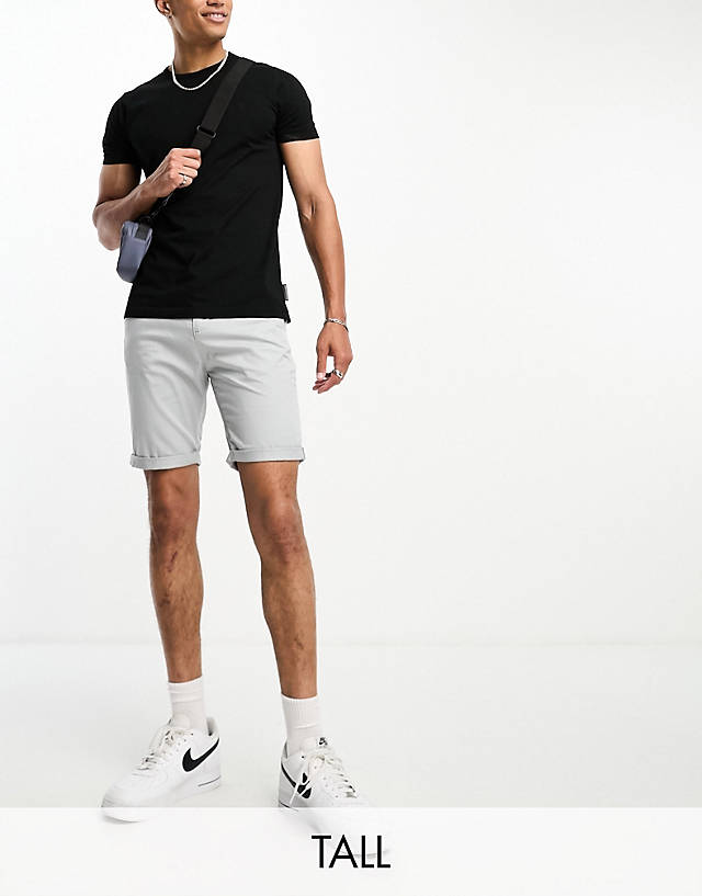 Le Breve - tall chino shorts in light grey