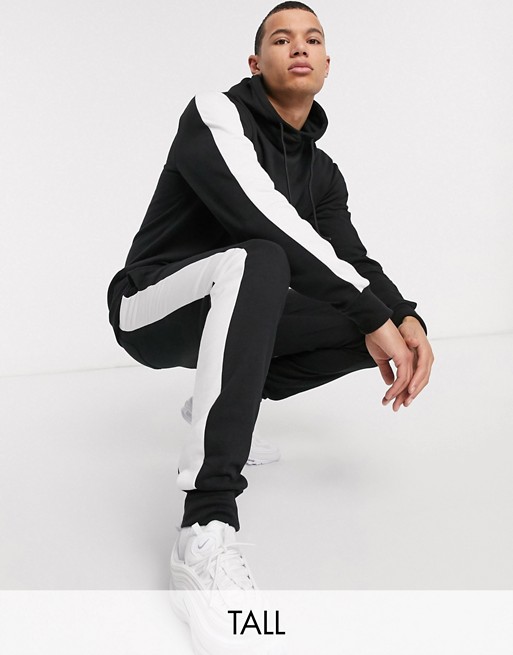 Le Breve Tall co-ord slim fit jogger in black with white panel
